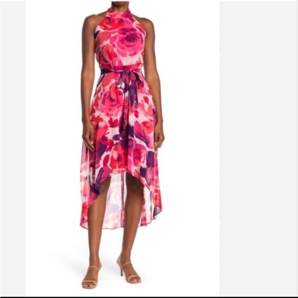 JESSICA HOWARD Dresses & Skirts - Jessica Howard Floral Sleeveless Halter Neck High Low Midi Dress. Woman’s 10